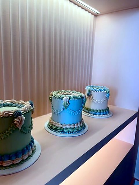 Trio of pastel mini cakes